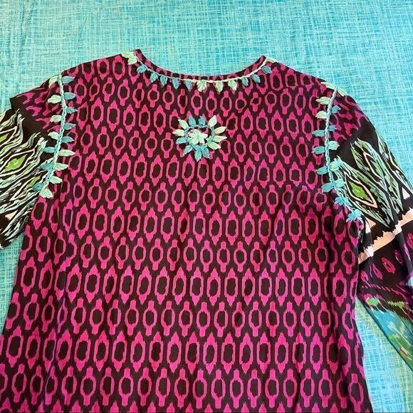 J. Peterman Embroidered Ethnic Boho Tunic Kaftan Muumuu - Picture 13 of 14